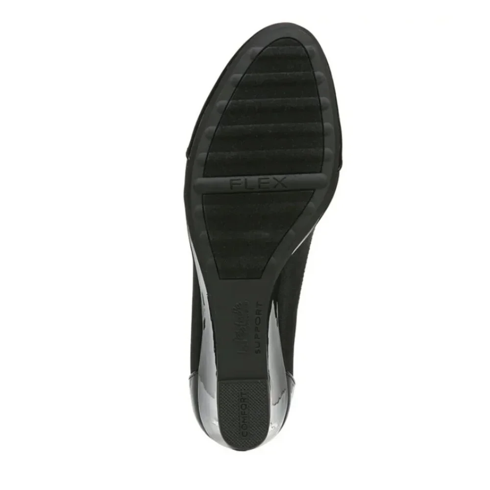 LifeStride Women's Juliana Patent Cap Toe WedgeWide fit size 11W, Black